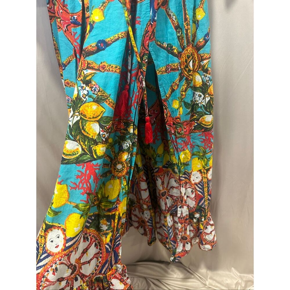 Antica Sartoria by Giacomo Cinque Maxi Dress One Size Blue Mediterranean Lemon T - Picture 4 of 7